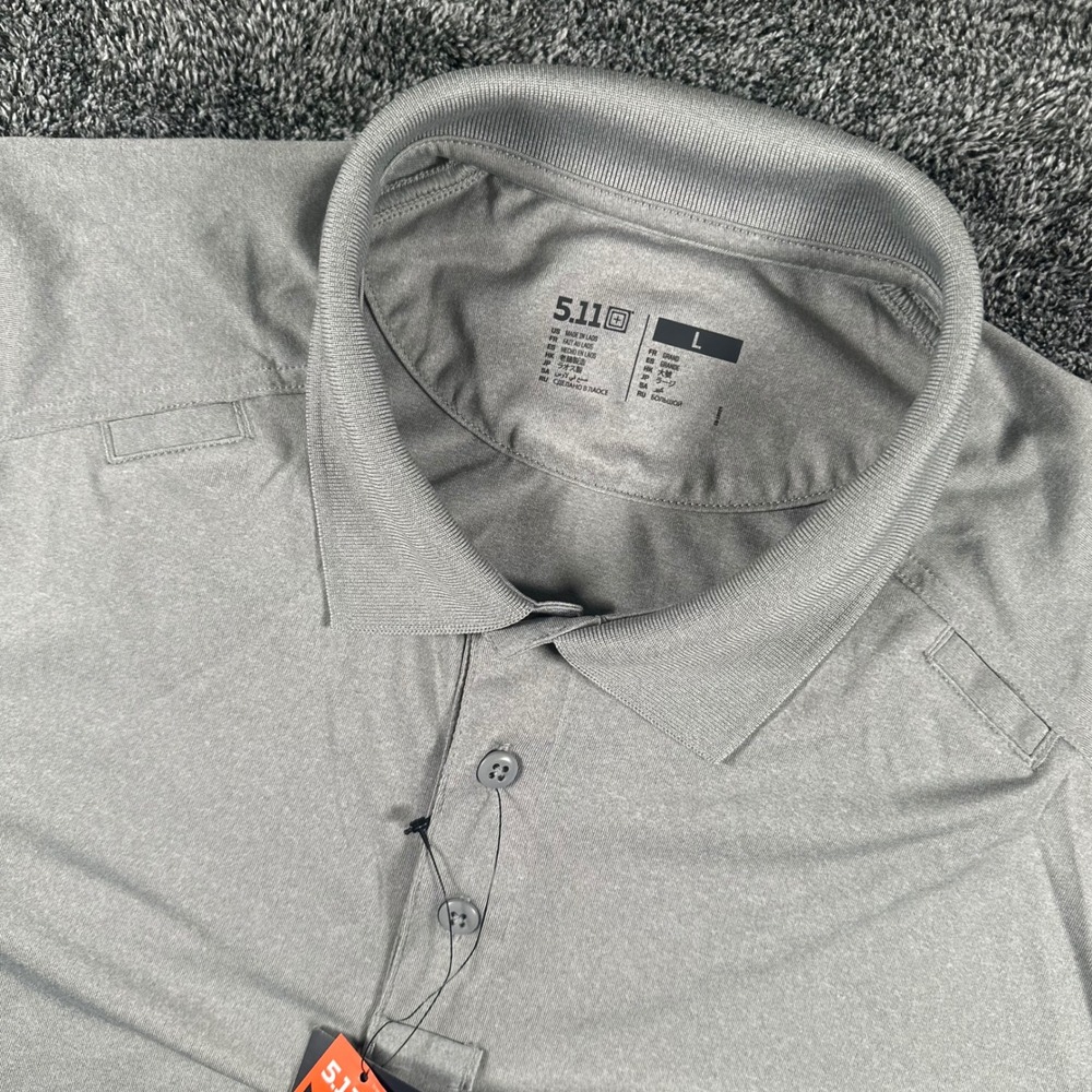 5.11 Polo Shirt Mens L Helios Polo Heather Grey 41192 Tactical Short Sleeve NEW